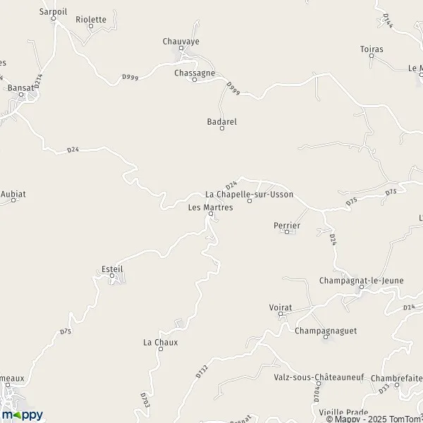 Plan La ChapellesurUsson carte de La ChapellesurUsson (63580) et